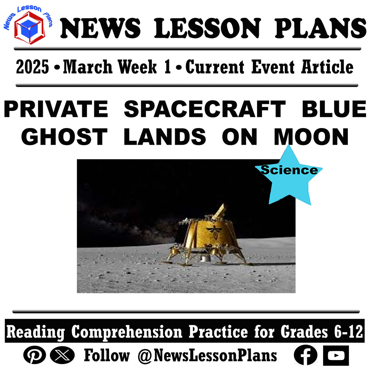 Private Spacecraft Blue Ghost Lands on Moon - PDF Lesson Plan for ...